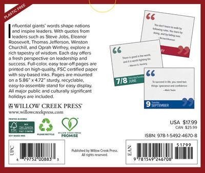 2025 Willow Creek Great Leaders, Greatest Quotes 6.2 x 5.4 Daily Calendar (46708)