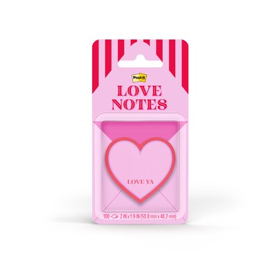 Post-it Notes, 2 x 2 Heart, Love Notes Collection, 100 Sheet/Pad (SVAL26-HN-7)