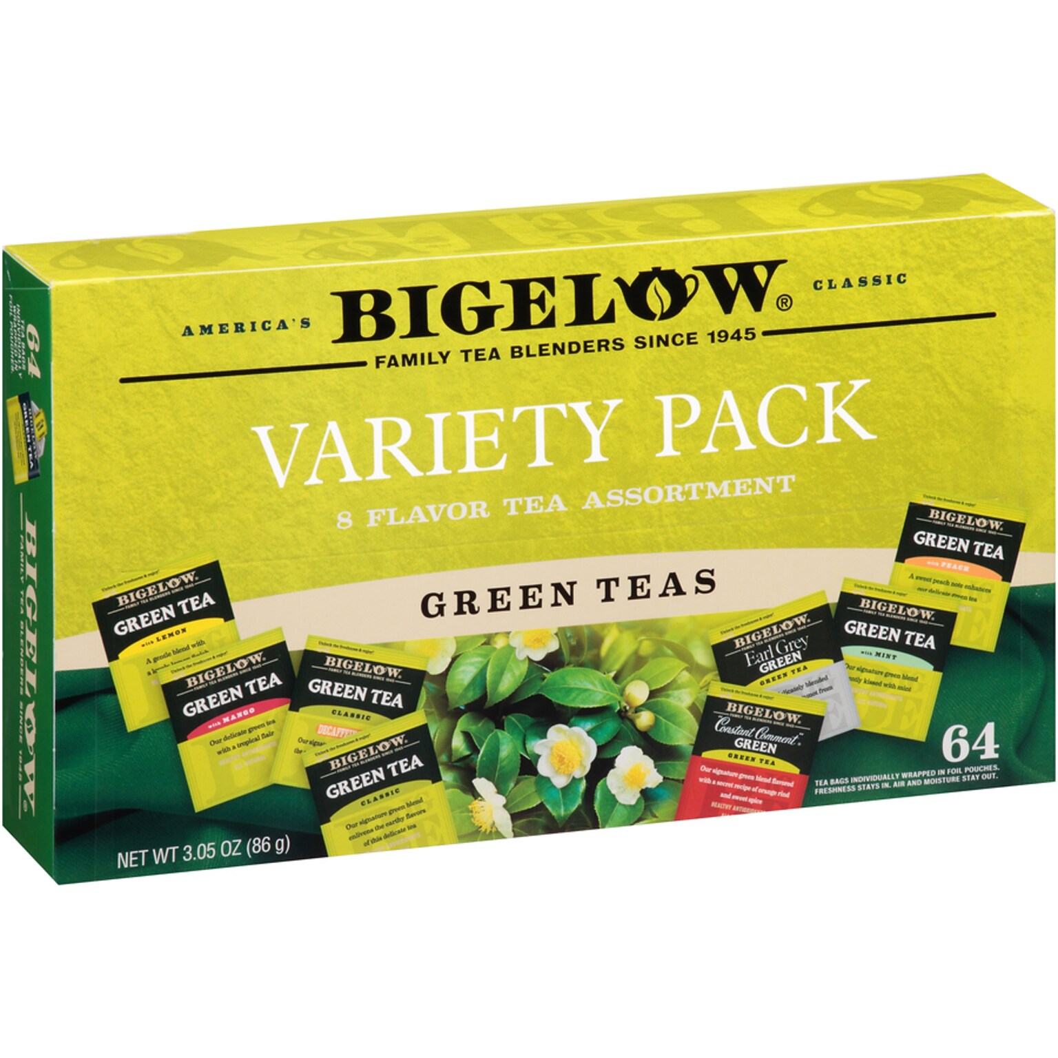 Bigelow Variety Pack Green Tea Bags, 64/Box (30568)