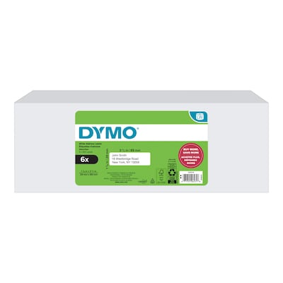 DYMO LabelWriter Mailing Address Labels, 1-1/8 x 3-1/2, White, 350 Labels/Roll, 6 Rolls/Box (2229754)