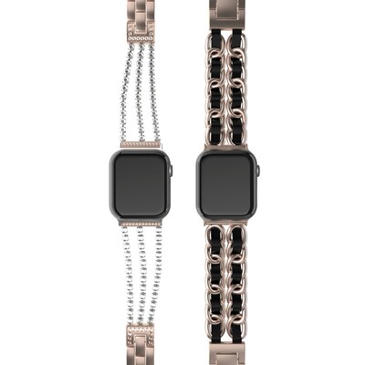 LAX Stylish Metallic Chains Band for Apple Watch, Rose Gold