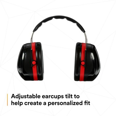 3M Peltor Optime 105 Over-the Head Earmuffs, 27 dB, Black/Red (H10A)