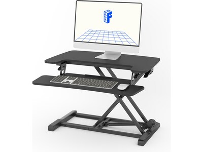 FlexiSpot M7 Series 28W Manual Rectangular Adjustable Standing Desk Converter, Black (M7-E-28B)