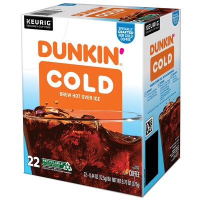 Dunkin' Cold Iced Coffee Keurig® K-Cup® Pods, Medium Dark Roast, 22/Box (5000369251)