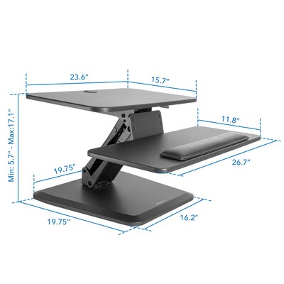 Mount-It! 23" W Compact Manual Adjustable Standing Desk Converter, Black (MI-7916)