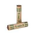 CONTROLTEK $5 Dime Crimped-End Coin Wrapper, Kraft/Green, 1000/Carton (560053)