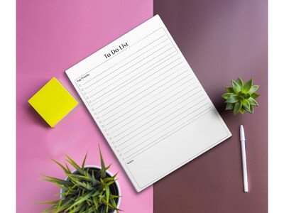 Better Office To-Do List Notepad, 8.5" x 11", Ruled, White, 50 Sheets/Pad, 4 Pads/Pack (25833-4PK)