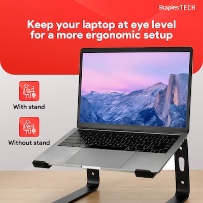 Staples TECH 11.2" x 10.2" Aluminum Laptop Stand, Black (ST62654)