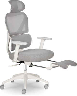 Sharper Image S-850 Heated Ergonomic Mesh Swivel Executive Massage Chair, Light Gray/White (60106-LGRYWHT)