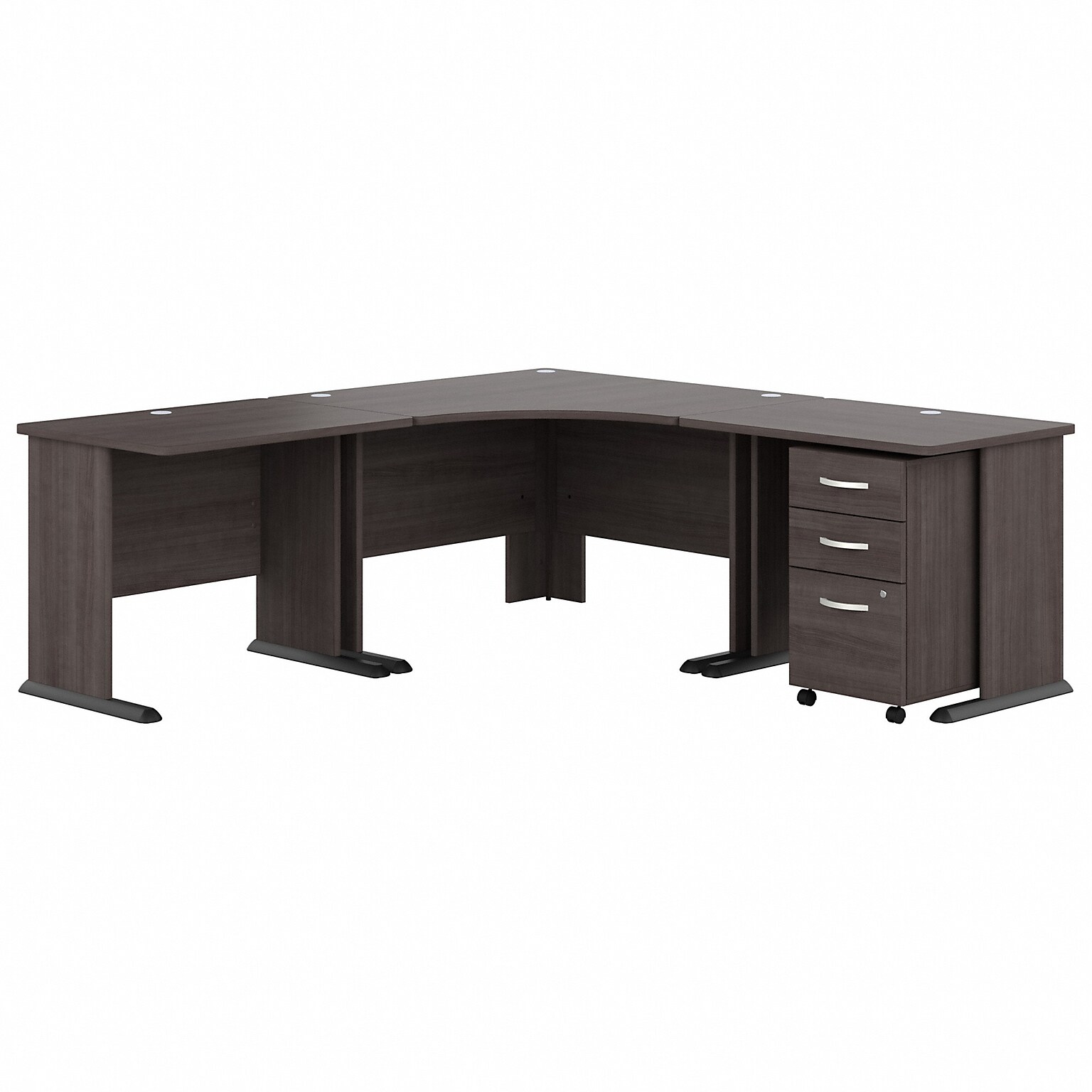 Bush Business Furniture Studio A 83W Large Corner Desk with 3 Drawer Mobile File Cabinet, Storm Gray (STA003SGSU)