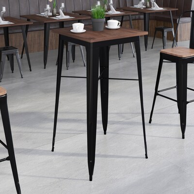 Flash Furniture Metal/Wood Restaurant Bar Table, 42"H, Black (CH3133040M1BK)