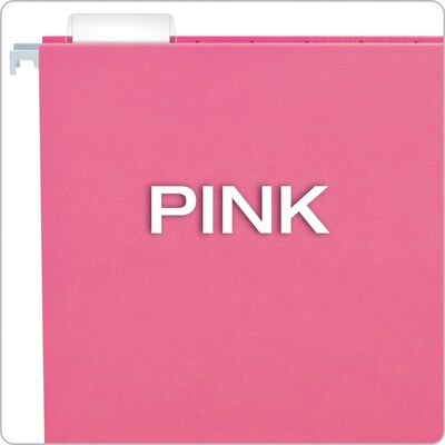 Pendaflex 100% Recycled Hanging File Folder, 1-Tab, Letter, Pink, 25/Box (81609EE)