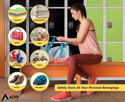 AdirOffice 72'' 3-Tier Green Storage Locker (629-203-GRN)