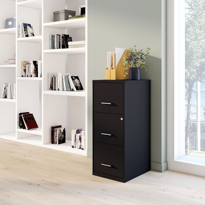 Quill Brand® 3-Drawer Vertical File Cabinet, Locking, Letter, Black, 18"D (52151)