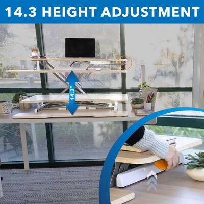 Mount-It! 38"W Manual Adjustable Standing Desk Converter, Maple Woodgrain (MI-15007)