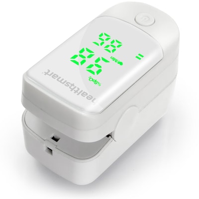 HealthSmart Fingertip Bluetooth Pulse Oximeter, Green LED Display, White (40-816-000)