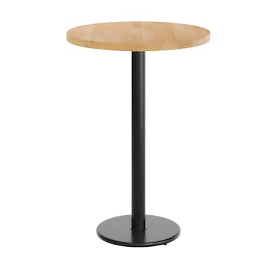Flash Furniture Bennett 30" Round Wooden Commercial Indoor Table, Natural Top/Black Base (GSFRD30NTTR18B)