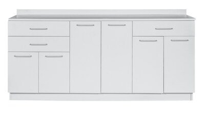 Viva Comfort 36'' H x 72" W Exam Room Medical Cabinet with 24" W Right Side Desk, 6 Doors, 3 Drawers (90272-NS-GRY-AO)