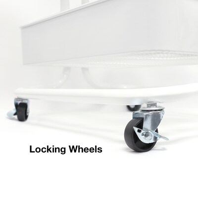 Excello Brands 3-Shelf Metal Rolling Utility Cart, White (OSO-MTL3CRT-WHT)
