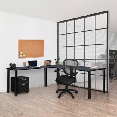 Regency Kee 72 L-Desk with 42 Return, Grey/Black