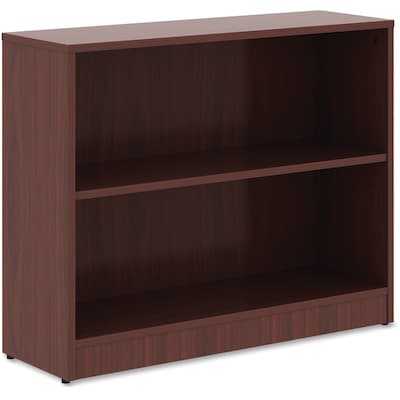 Lorell 29.5" 2-Shelf Bookcase with Adjustable-Shelves, Mahogany Laminate (LLR99778)