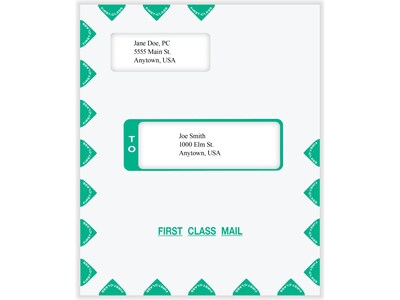 ComplyRight Self-Seal Tax Envelope, 11.63" x 9.63", White/Green, 50/Pack (PEV48)