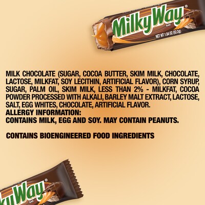 Milky Way Milk Chocolate Singles Size Candy Bars, 1.84 oz, 36/Pack (MMM42206)