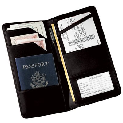 Royce Leather Passport Wallet, Black