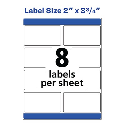 Avery Print-to-the-Edge Color Laser Shipping Labels, 2" x 3-3/4", White, 200 Labels/Pack (6873)