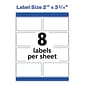 Avery Print-to-the-Edge Color Laser Shipping Labels, 2" x 3-3/4", White, 8 Labels/Sheet, 25 Sheets/Pack (6873)