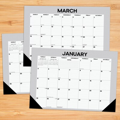 2026 Willow Creek Pinstripe 17 x 12 Monthly Desk Pad Calendar, Gray (57131)