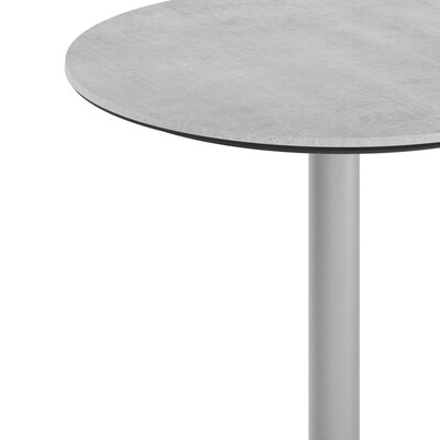 Flash Furniture Acadia 31.25" Round Wooden Dining Table with Round Base, Gray Faux Concrete/Silver Base (STRD31CGTR18S)