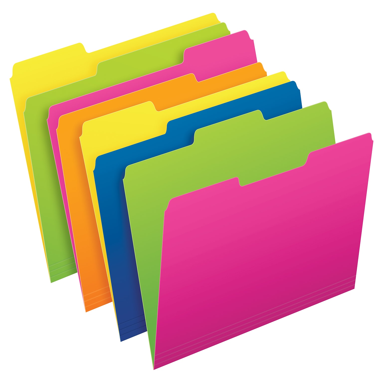 Pendaflex Glow Twisted Recycled File Folder, 1/3-Cut Tab, Assorted, Letter Size, Assorted Colors, 12/Pack (40526)