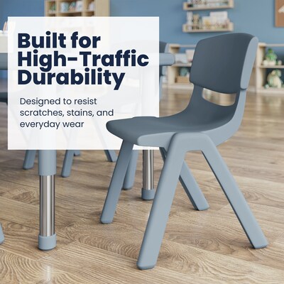 Flash Furniture Emmy Rectangular Activity Table Set, 48" x 24", Height Adjustable, Dusty Blue (YCX13RECTTBDTBE)