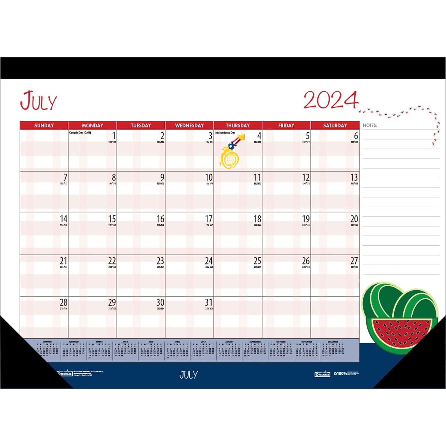 2024-2025 House of Doolittle Seasonal Holiday Depictions 22 x 17 Academic Monthly Desk Pad Calendar (1395-25)