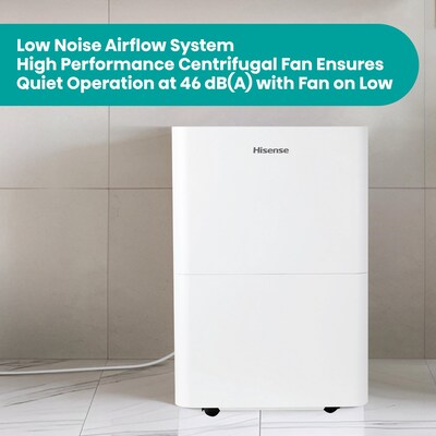 Hisense 35-Pint Portable Dehumidifier, 3-Speed, Covers up to 3000 sq. ft., White (ADH35K26)