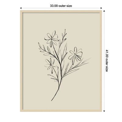 Amanti Art Line Drawn Flowers 1 by Border Bloom Wood Framed Wall Art Print, 33" x 41" (A42677449910)