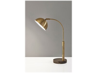 Adesso Bolton LED Desk Lamp, 19, Antique Brass/Brown Marble (4306-21)