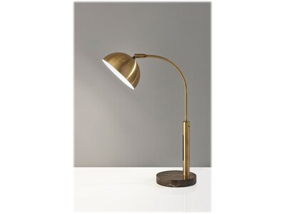 Adesso Bolton LED Desk Lamp, 19, Antique Brass/Brown Marble (4306-21)