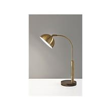 Adesso Bolton LED Desk Lamp, 19, Antique Brass/Brown Marble (4306-21)