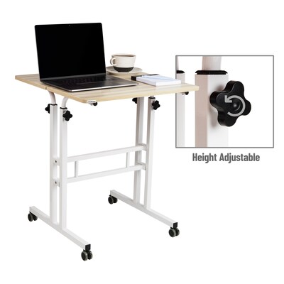 Mind Reader 27.5"- 39" Mobile Adjustable Sit/Stand Desk, White (SDROLLXL-WHT)