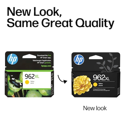 HP 962XL Yellow High Yield Ink Cartridge, Prints Up to 1,600 Pages (3JA02AN#140)