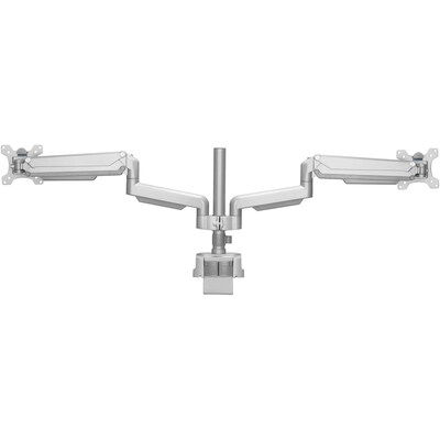 Lorell Adjustable Dual Monitor Arm with Pole, Up to 32 Monitor, Gray (LLR99803)