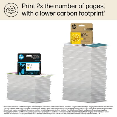HP 923e EvoMore Yellow High Yield Ink Cartridge, Prints Up to 800 Pages (4K0T6LN)