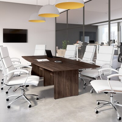 Bush Business Furniture 120W x 48D Boat Shaped Conference Table with Wood Base, Black Walnut (99TB12