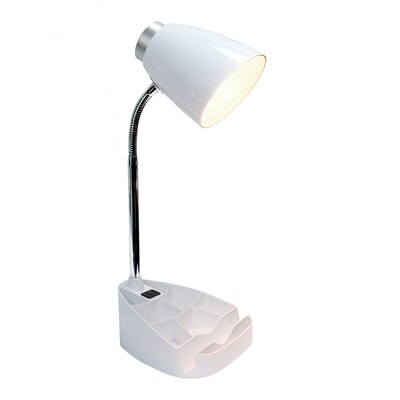 Creekwood Home Sleek Essentials 18.5 Flexible Coordinating Desk Lamp with Charging Outlet and Stora