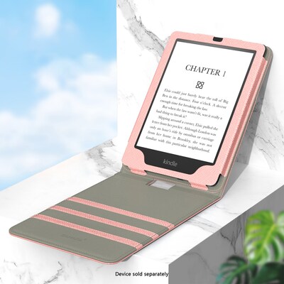 SaharaCase Indy Series TPU 7" Vertical Folio Case for Amazon Kindle Paperwhite & Colorsoft, Pink (TB00436)