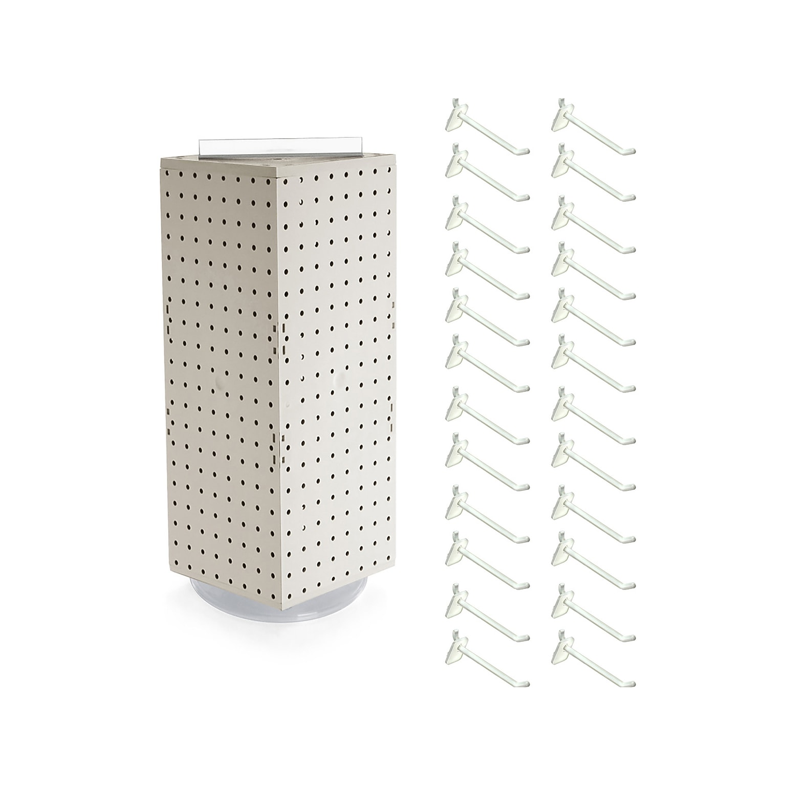 Azar 21 x 8 Pegboard 4-Sided Revolving Counter Display, White, Each (703385-WHT-4C24)