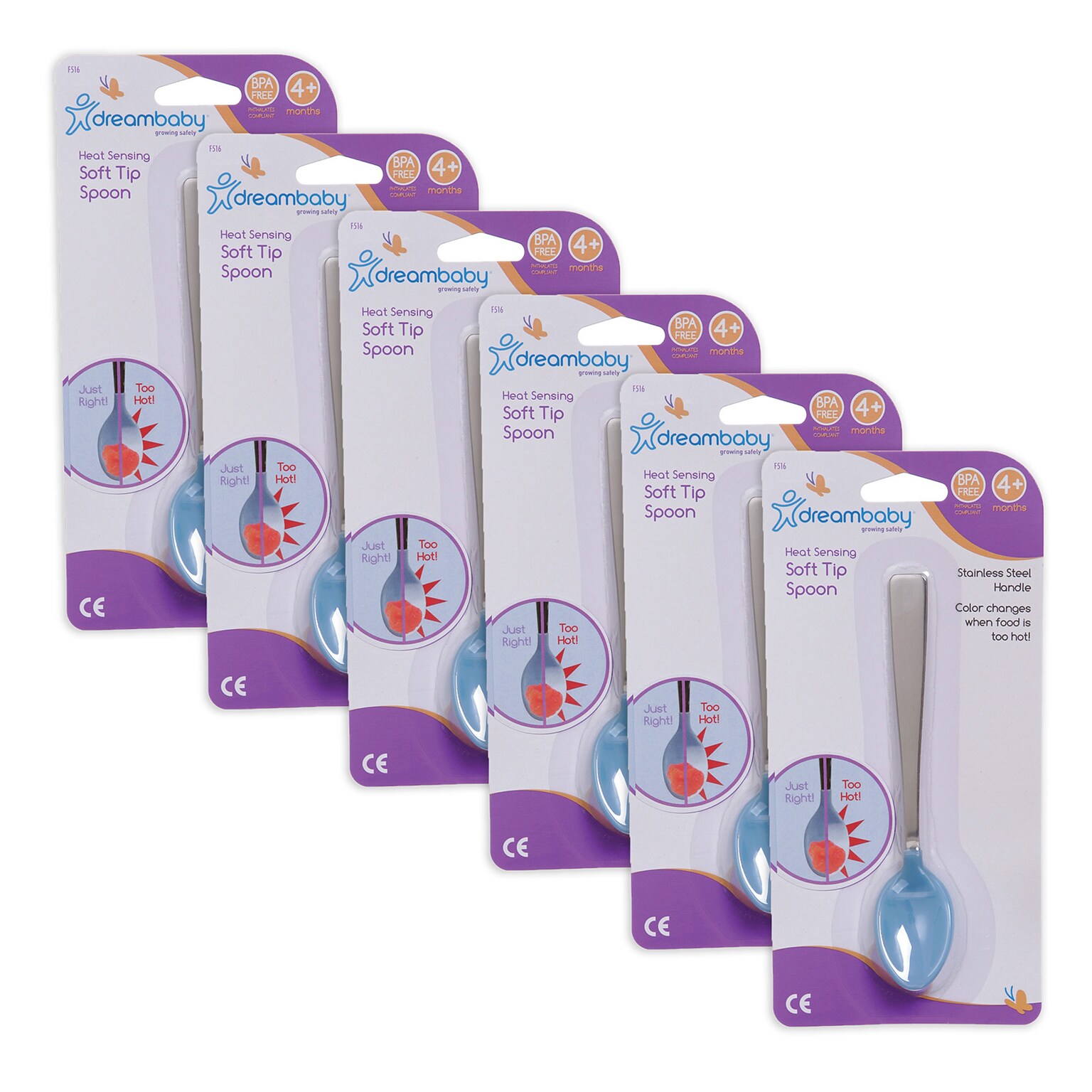 Dreambaby DB-L516-6 Silicone Color Changing Heat Sensing Soft Tip Spoon, 6/Bundle