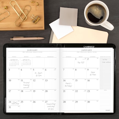 2027 AT-A-GLANCE Executive 9" x 11" Monthly Planner, Faux Leather Cover, Black (70-290-05-27)